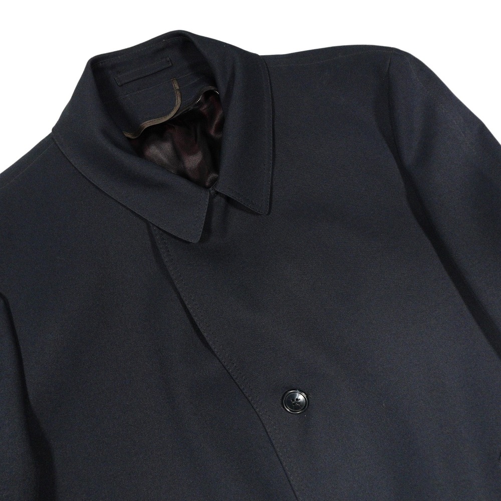 LONDON FOG Men's Size 46R Navy‎ Blue Polyester Stripe-Lined Trench Coat Overcoat